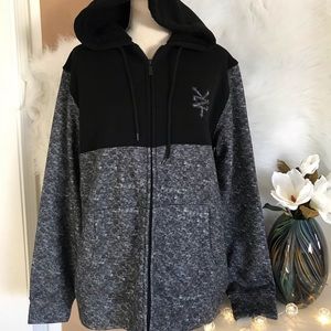 Zoo York Large Zip Up Hoodie New Black Gray